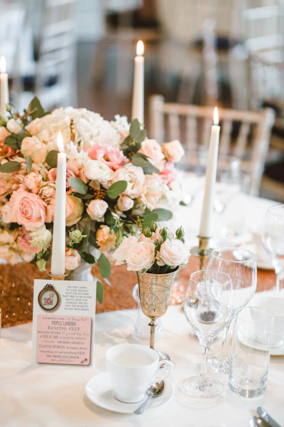 Candlelit reception at a grand New York City wedding venue